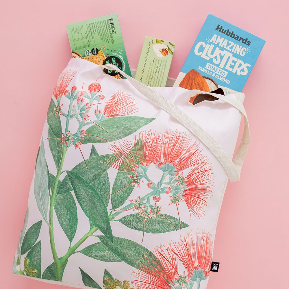100% NZ Shopping Bag Vintage Botanical Pōhutukawa