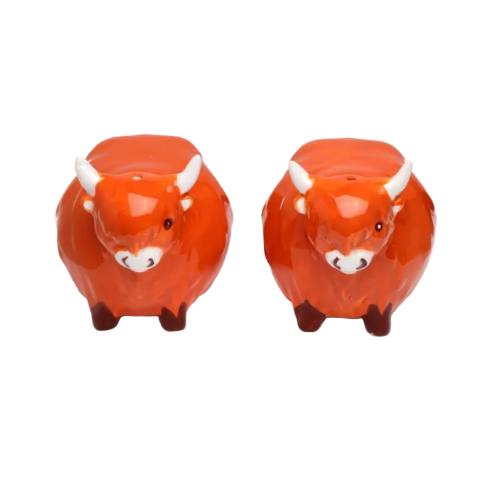 Highland Coo Cow Ceramic Salt & Pepper Set