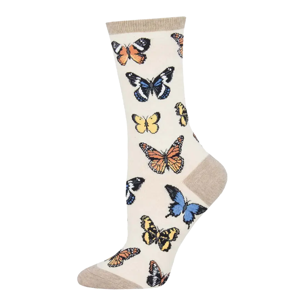 Socksmith Socks Women's Majestic Butterflies Ivory Heather
