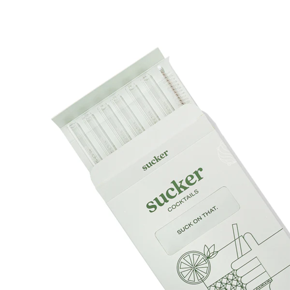 Sucker Cocktail Glass Straw Set Transparent