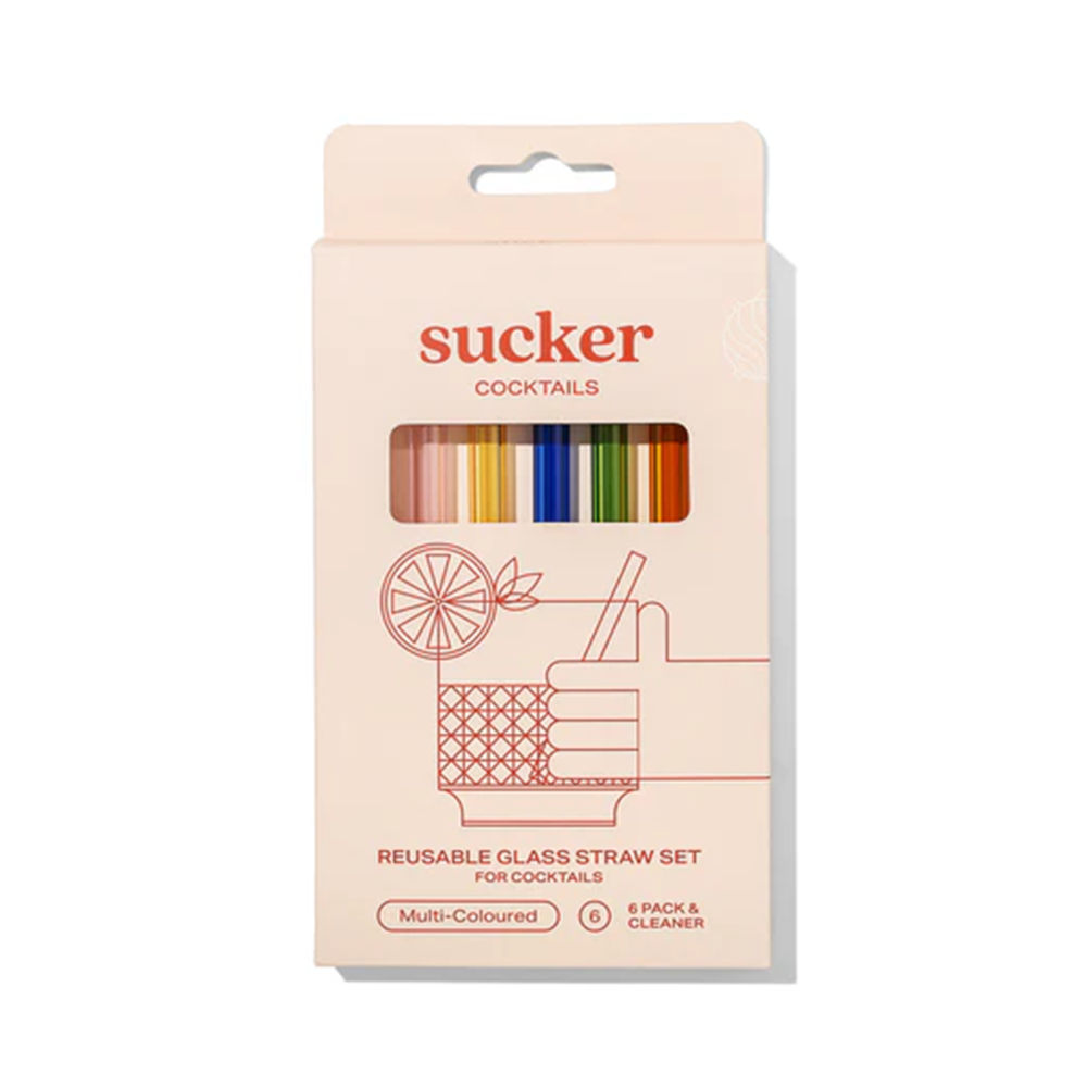 Sucker Cocktail Glass Straw Set Multicolour