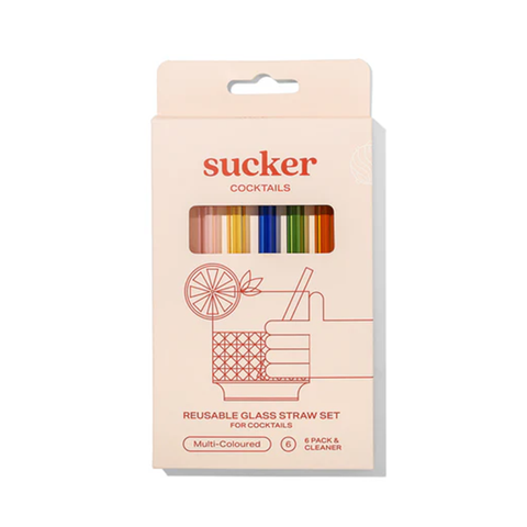 Sucker Cocktail Glass Straw Set Multicolour