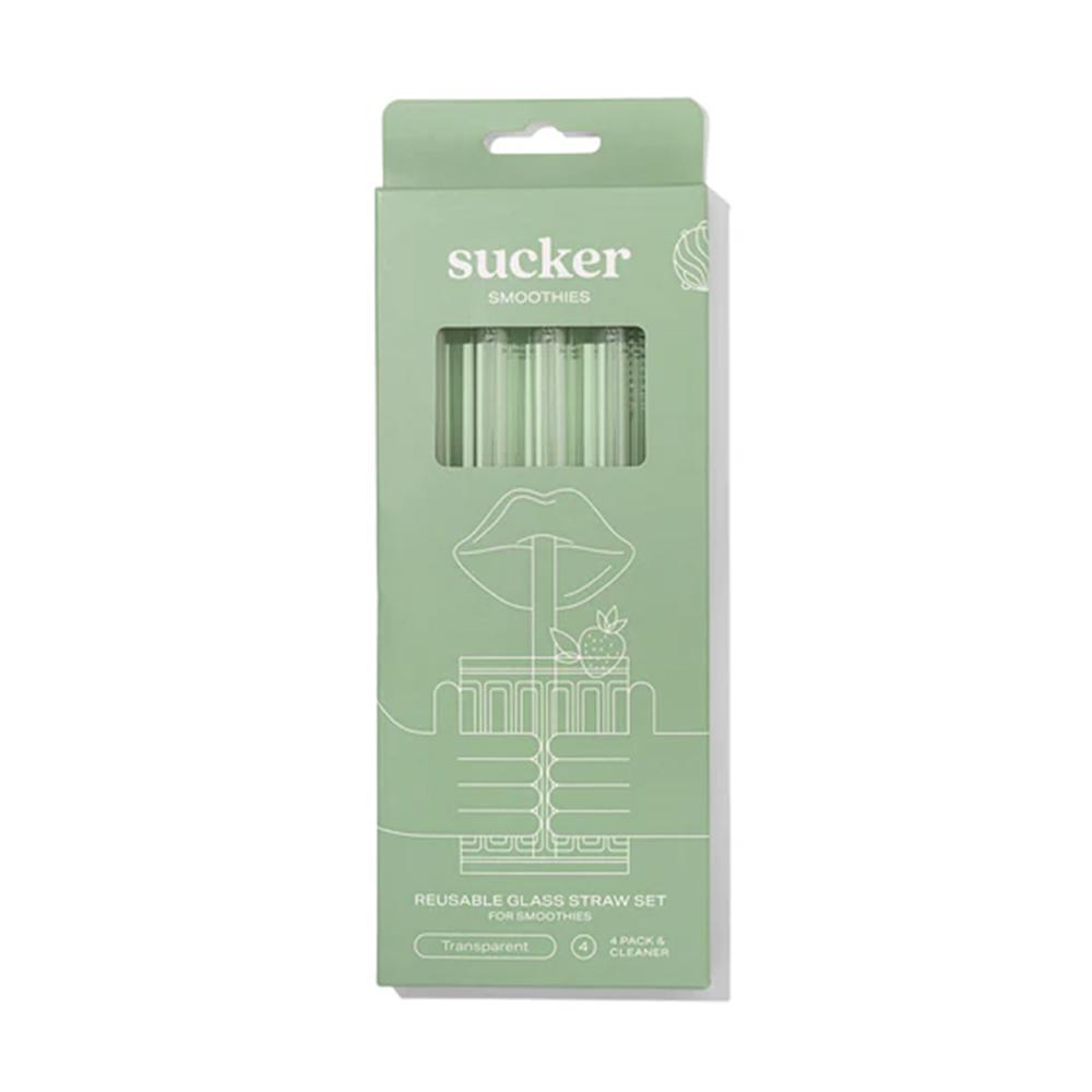 Sucker Smoothie Glass Drinking Straw Set Transparent