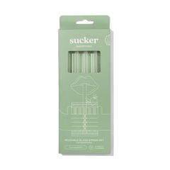 Sucker Smoothie Glass Drinking Straw Set Transparent