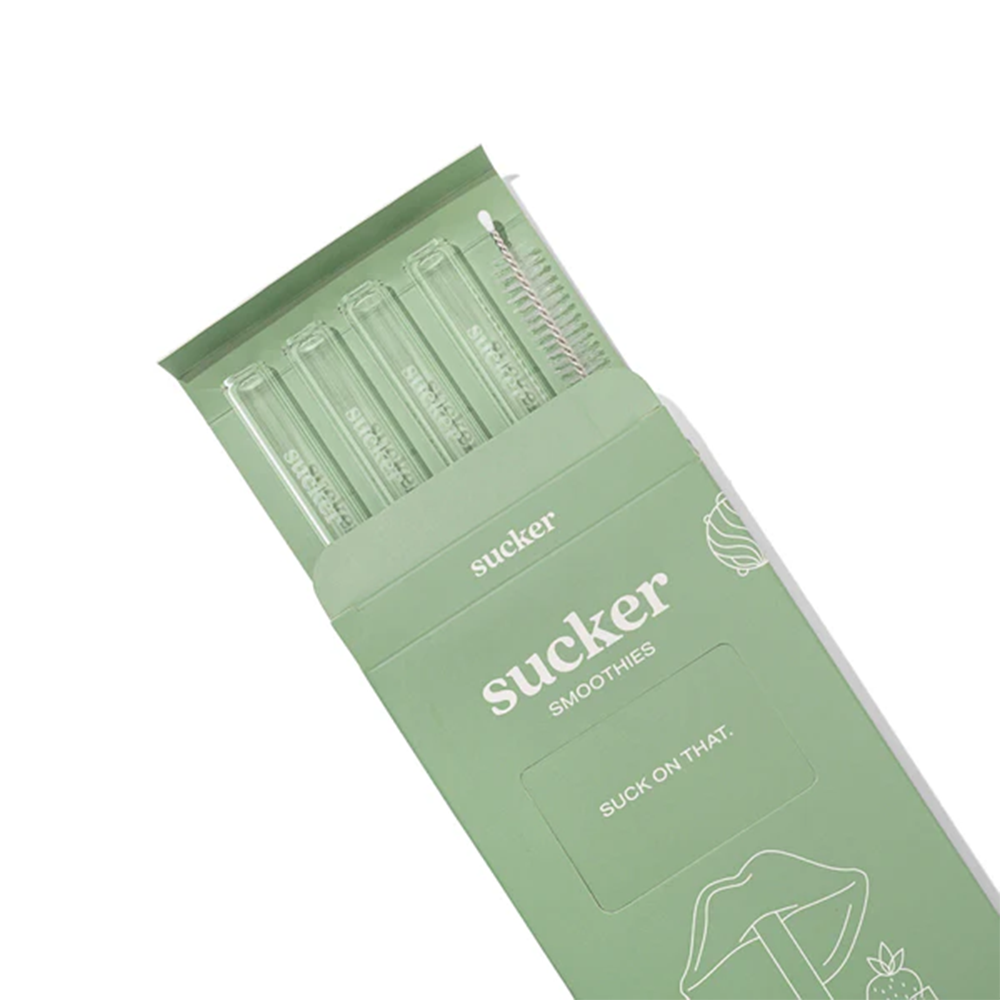 Sucker Smoothie Glass Drinking Straw Set Transparent