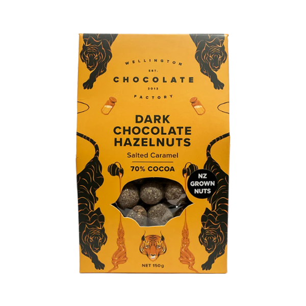 Wellington Chocolate Factory Dark Salted Caramel Hazelnuts 150g