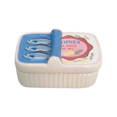 Ceramic Sardine Trinket Box Blue
