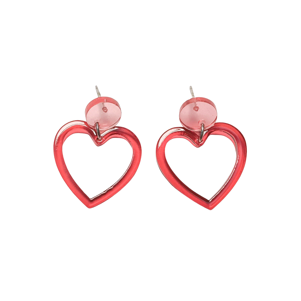 Pop Hearts Earrings Red