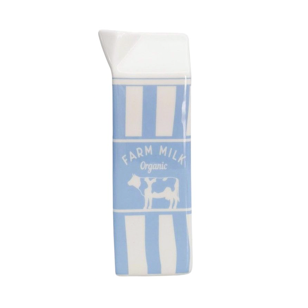 Ceramic Milk Carton Vase Blue