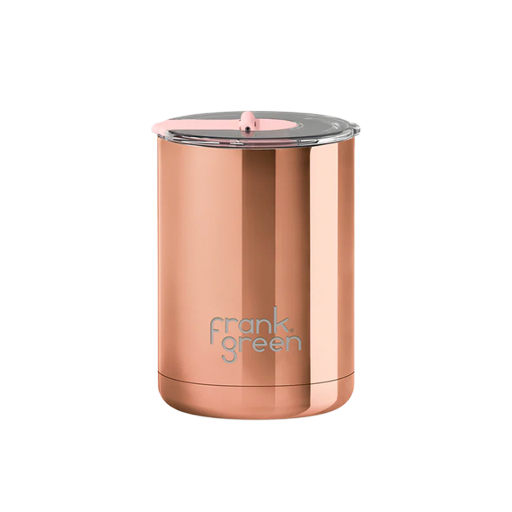Frank Green Ceramic Coffee Cup with Hinged Screw Lid 12oz Rose Gold