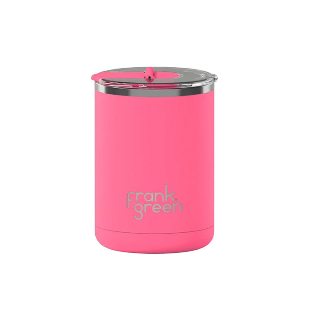 Frank Green Ceramic Coffee Cup with Hinged Lid 12oz Bubblegum Blast