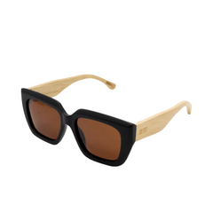 Moana Road Sunnies Noode Black with Wooden Arms