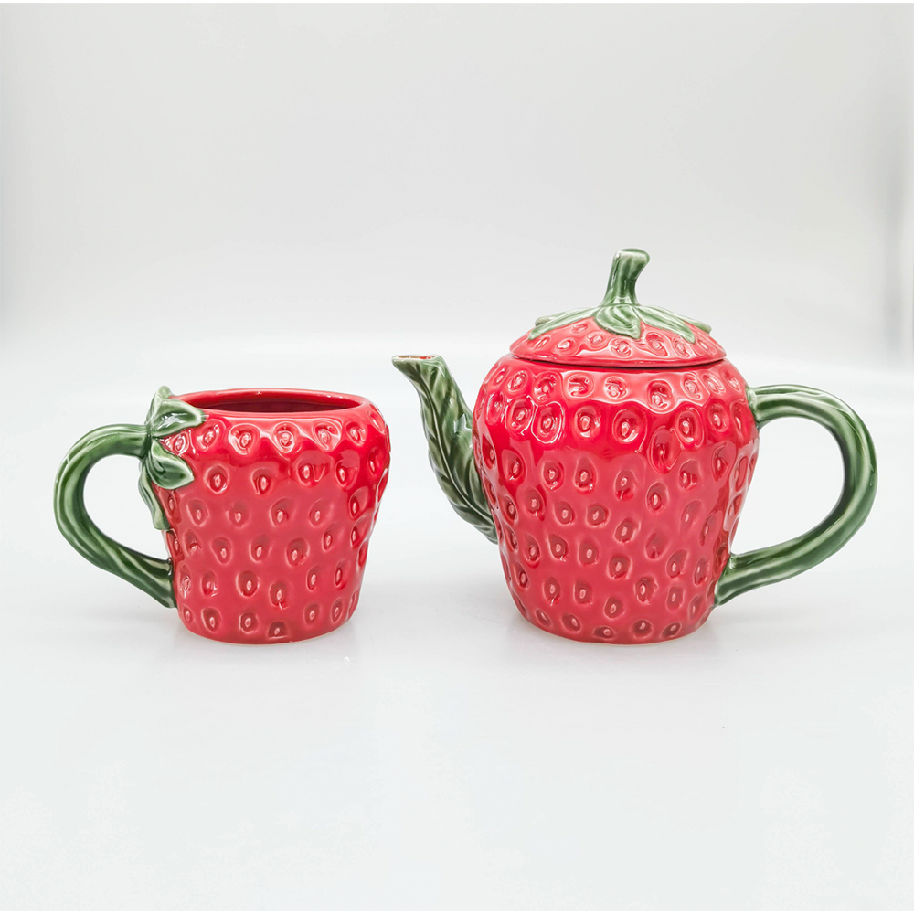 Ceramic Strawberry Teapot Red