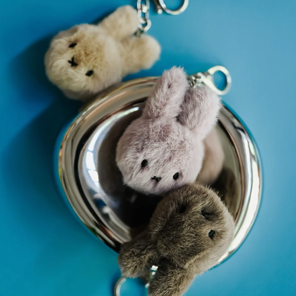 Bon Ton Toys x Miffy Keychain Fuzzy Plush Face Taupe