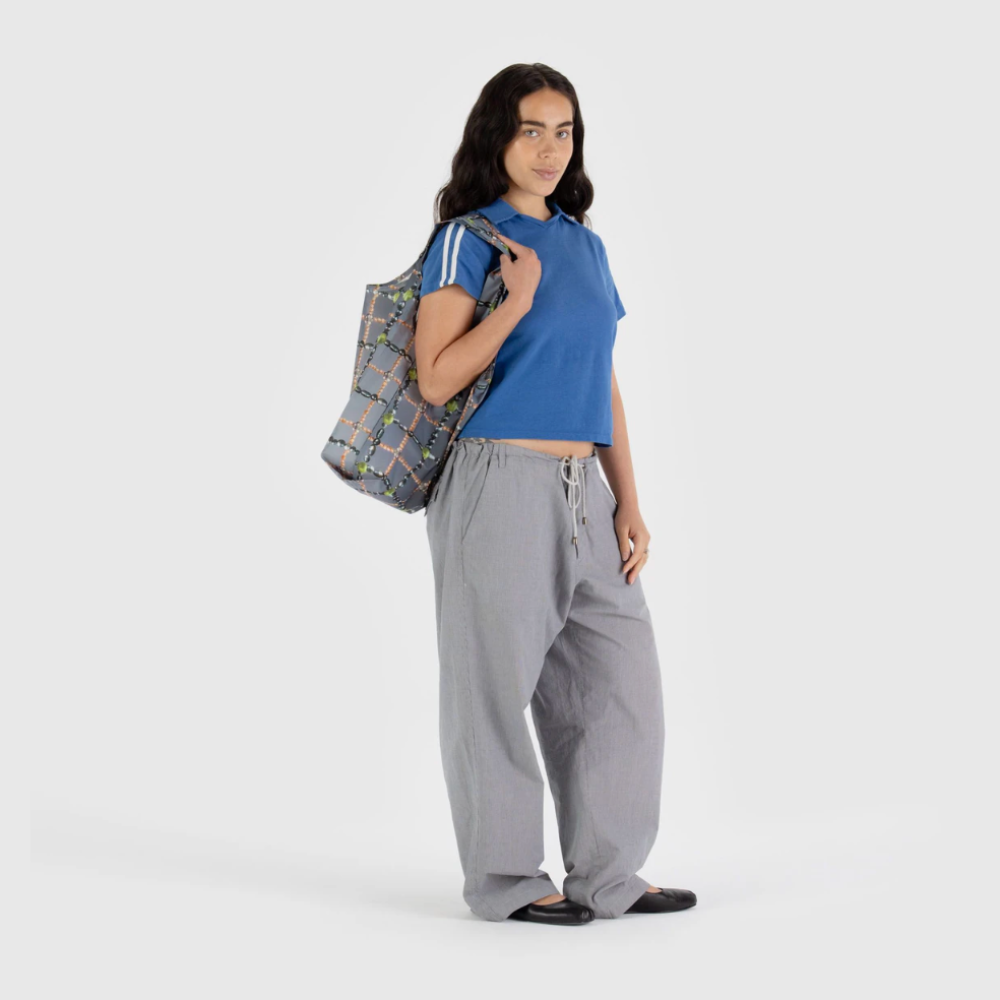 Baggu Big Reusable Bag Beaded Plaid