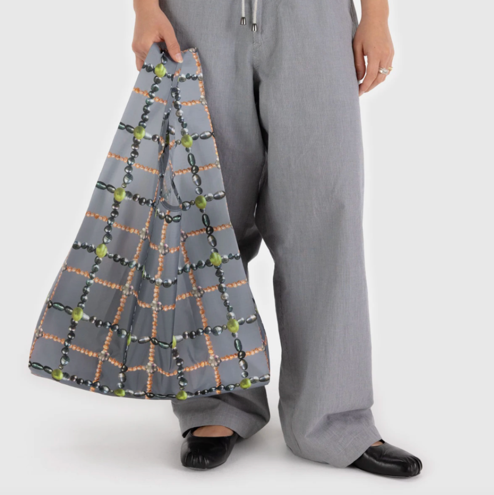 Baggu Big Reusable Bag Beaded Plaid