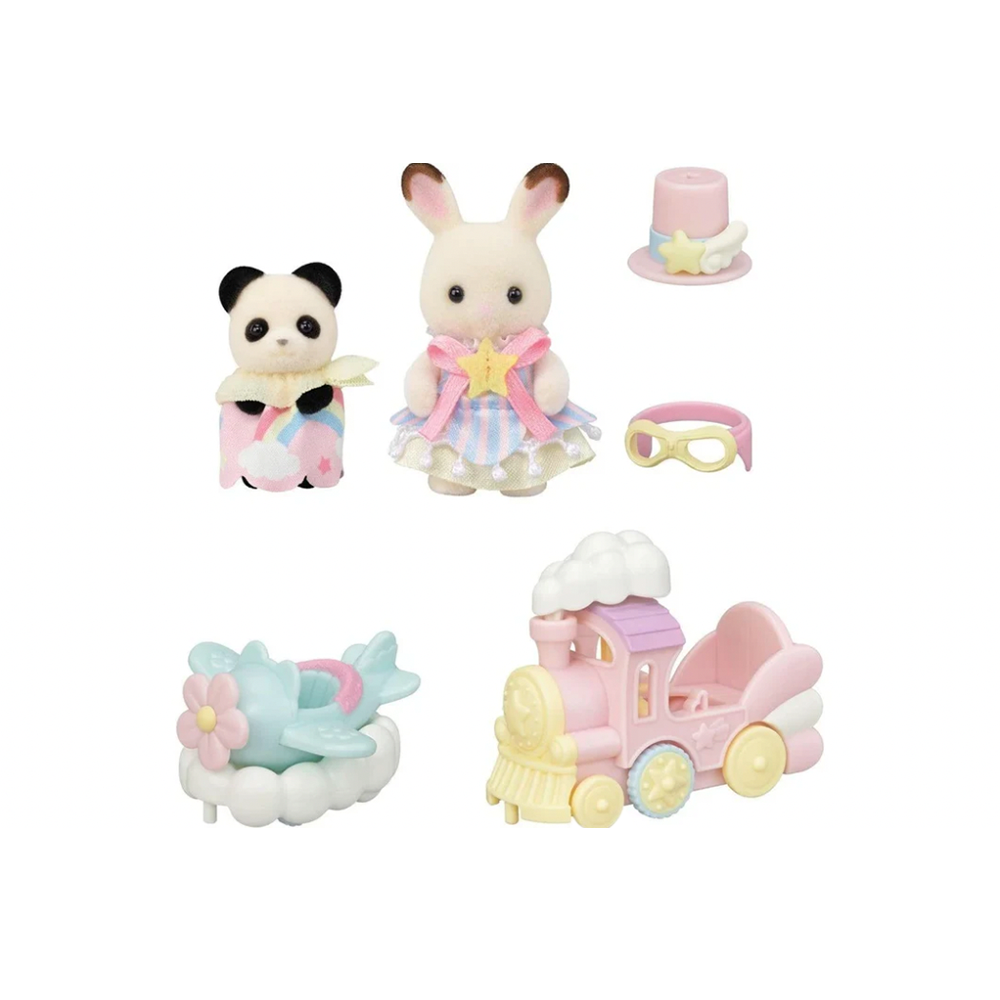 Sylvanian Families Amusement Park Ride Set Plane and Train