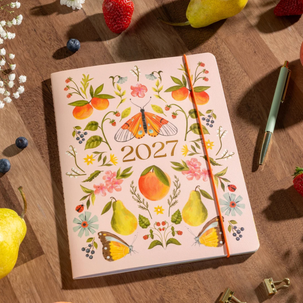 Orange Circle Studio 2027 Just Right Monthly Planner Fruit and Flora