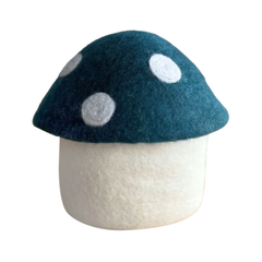 Sheep-ish Felt Toadstool Basket with Lid Large Blue
