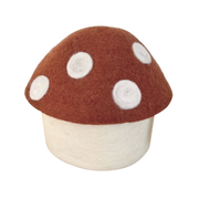 Sheep-ish Felt Toadstool Basket with Lid Large Rust