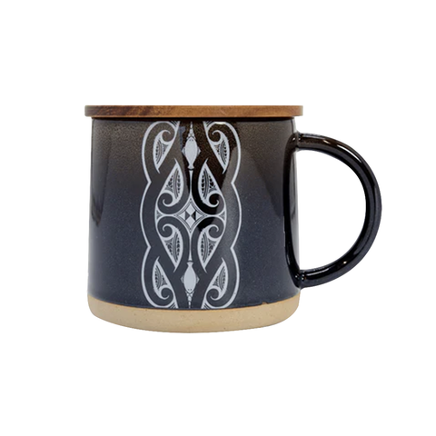 Moana Road -Miriama Grace-Smith Ceramic Mug With Wooden Lid Black