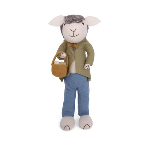 En Gry & Sif Fair Trade Felt Big Sheep Green Jacket and Egg Basket