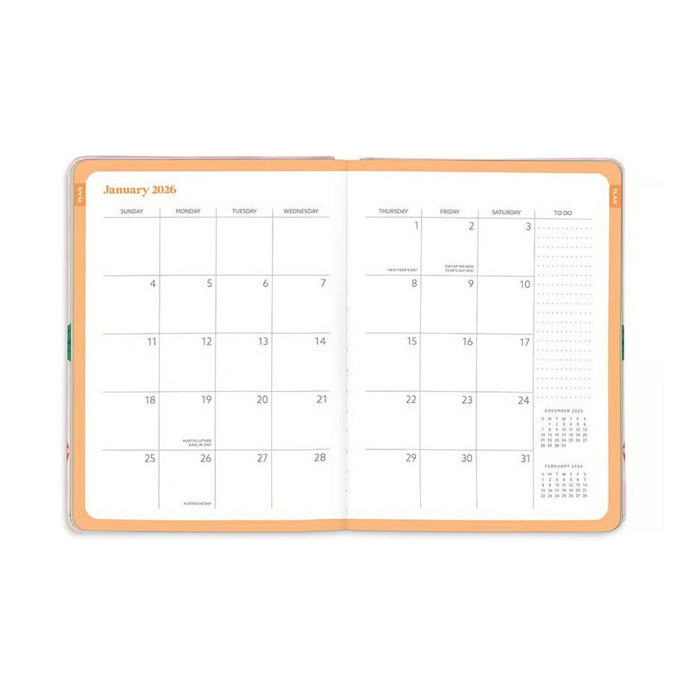 Orange Circle 2026 Monthly Planner Good Day Strawberry