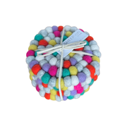 Sheep-ish Felt Ball Coasters Set of 4 Bright Multi