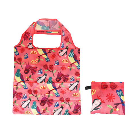New Zealand Foldable Shopping Bag Bird Life Peach