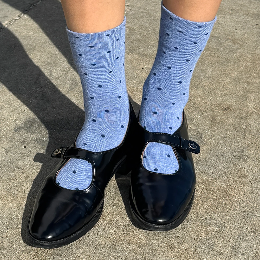 Le Bon Shoppe Socks Sneaker Blue Polka Dot