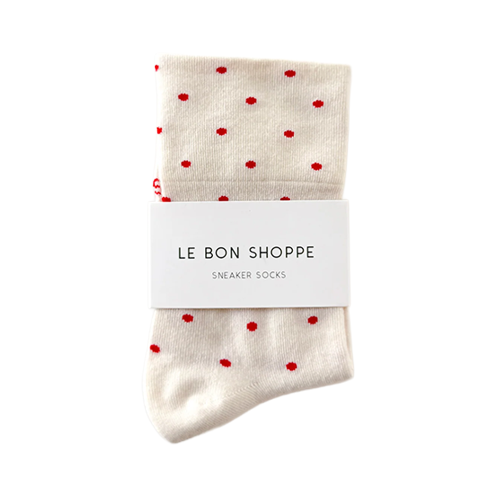 Le Bon Shoppe Socks Sneaker Cream Polka Dot
