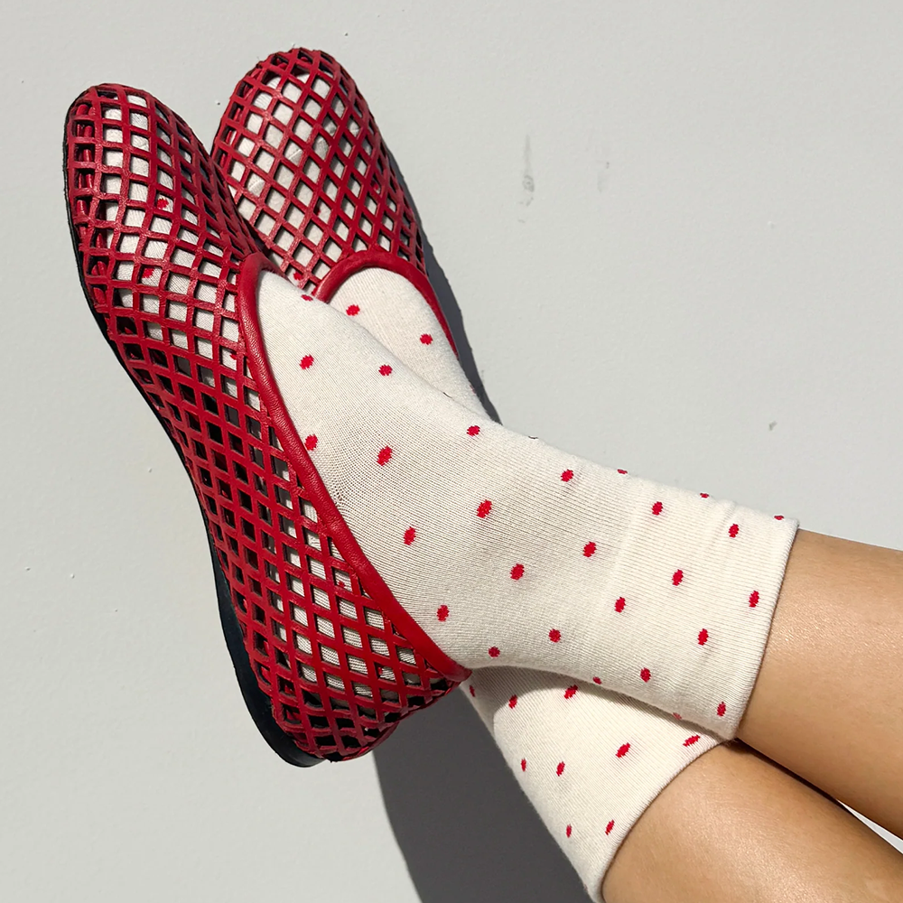 Le Bon Shoppe Socks Sneaker Cream Polka Dot