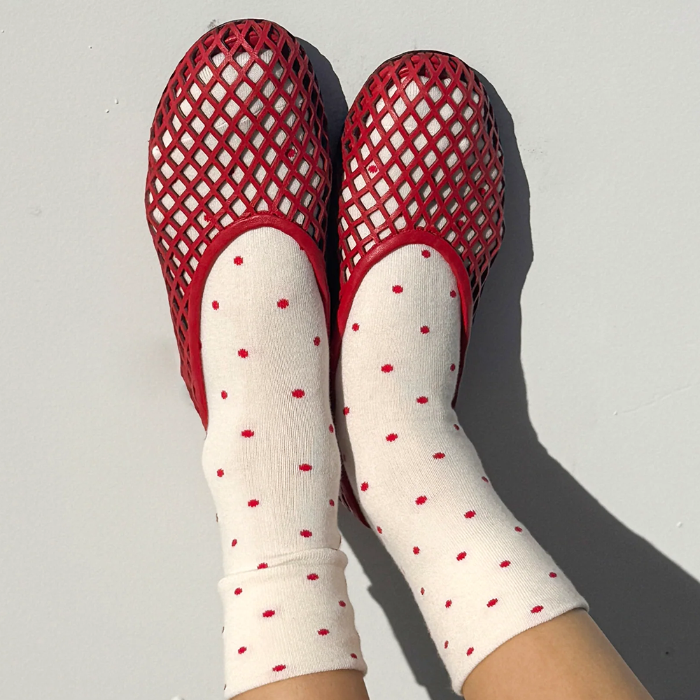 Le Bon Shoppe Socks Sneaker Cream Polka Dot