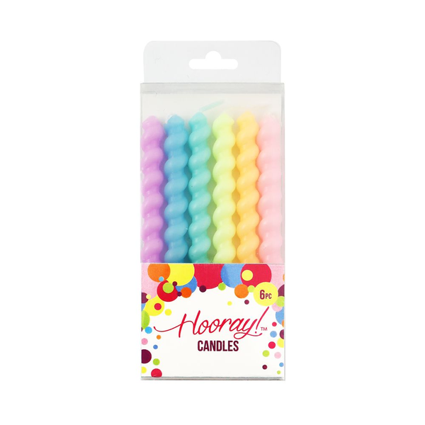 Spiral Pastel Rainbow Birthday Cake Candles Pack of 6