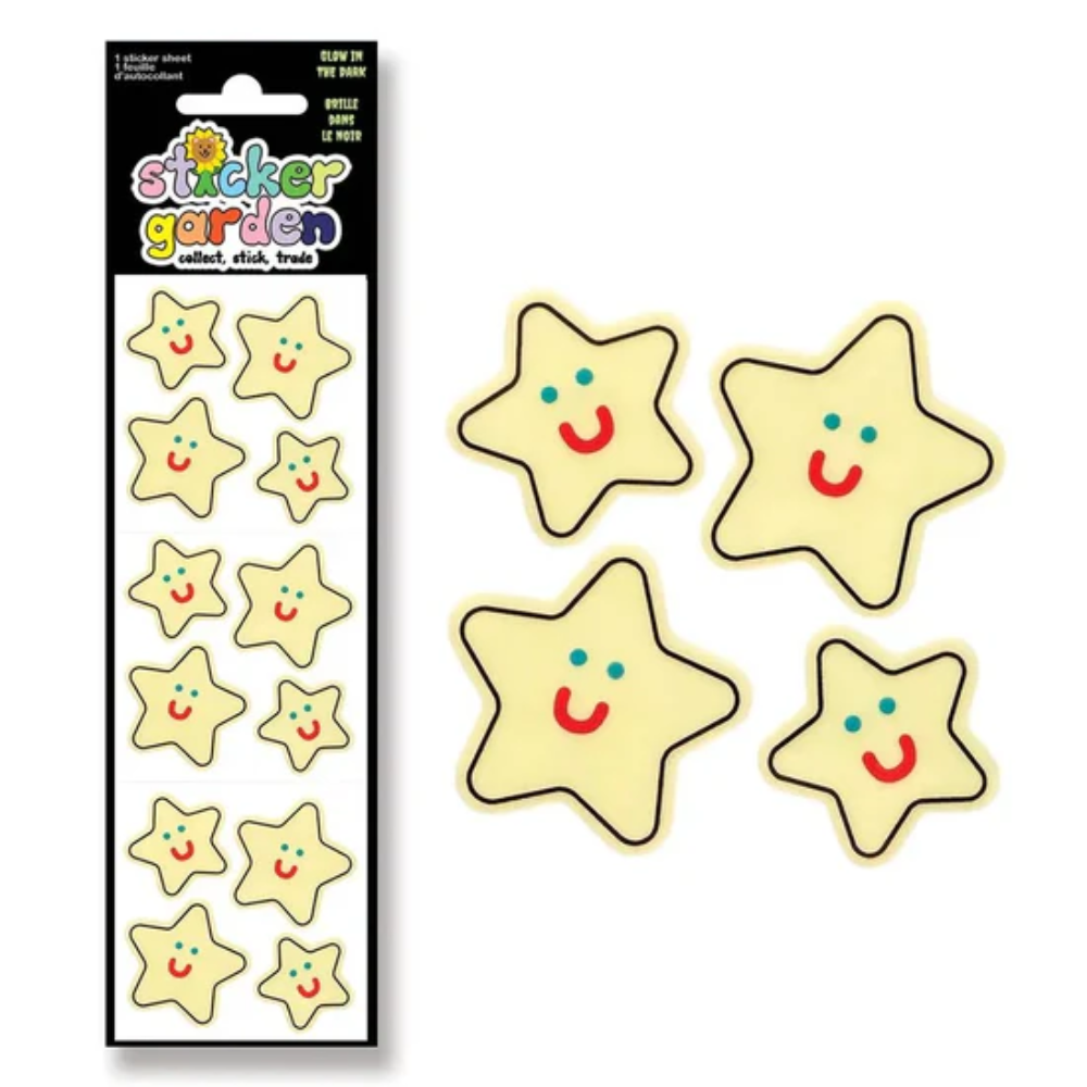 Sticker Garden Sheet Glow in the Dark Happy Stars