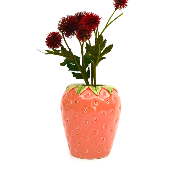 Ceramic Strawberry Vase Pink