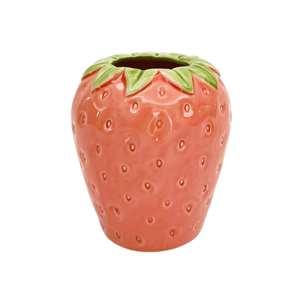 Ceramic Strawberry Vase Pink