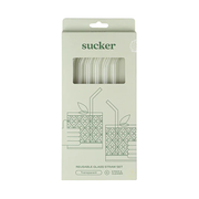 Sucker Original Glass Drinking Straw Set Transparent