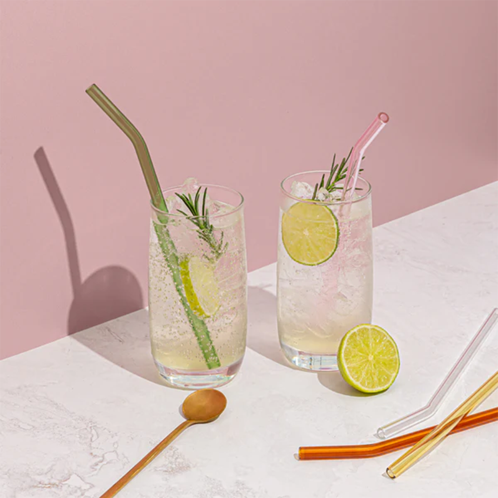 Sucker Original Glass Drinking  Straw Set Multicolour