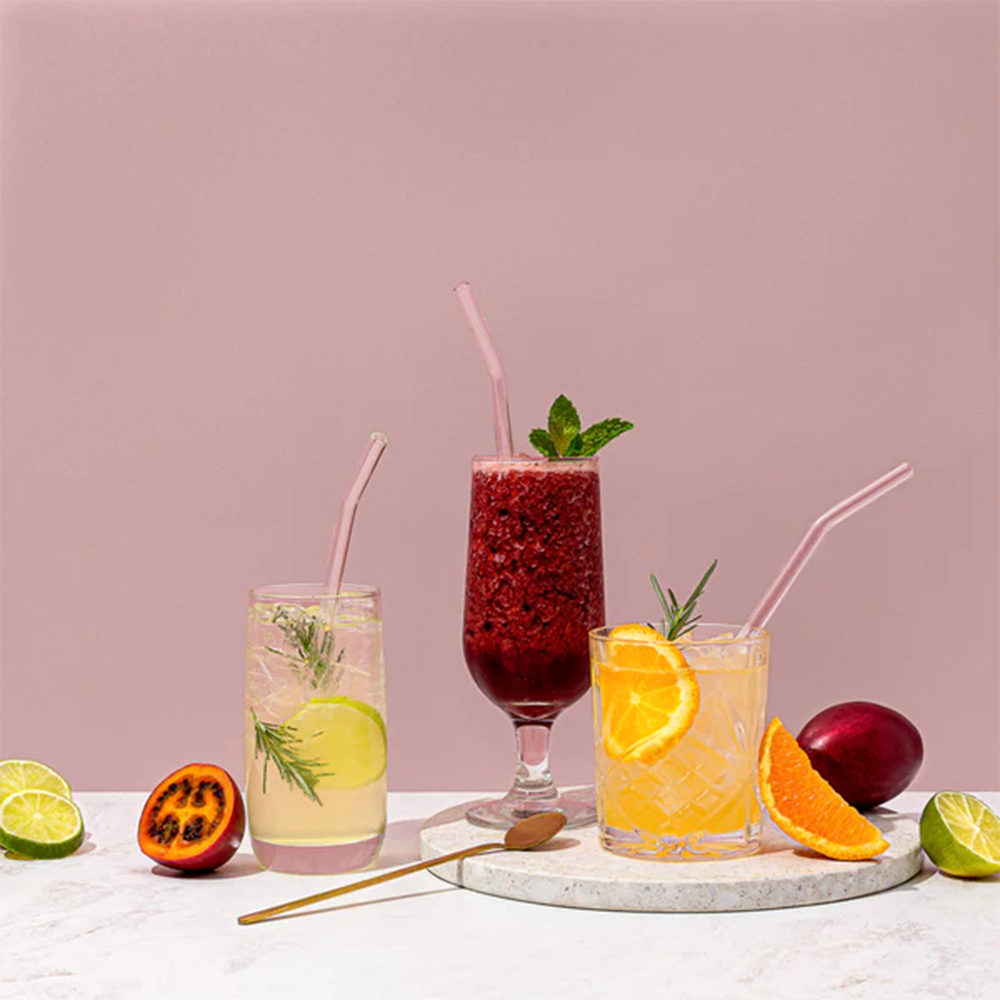 Sucker Original Glass Drinking  Straw Set Multicolour