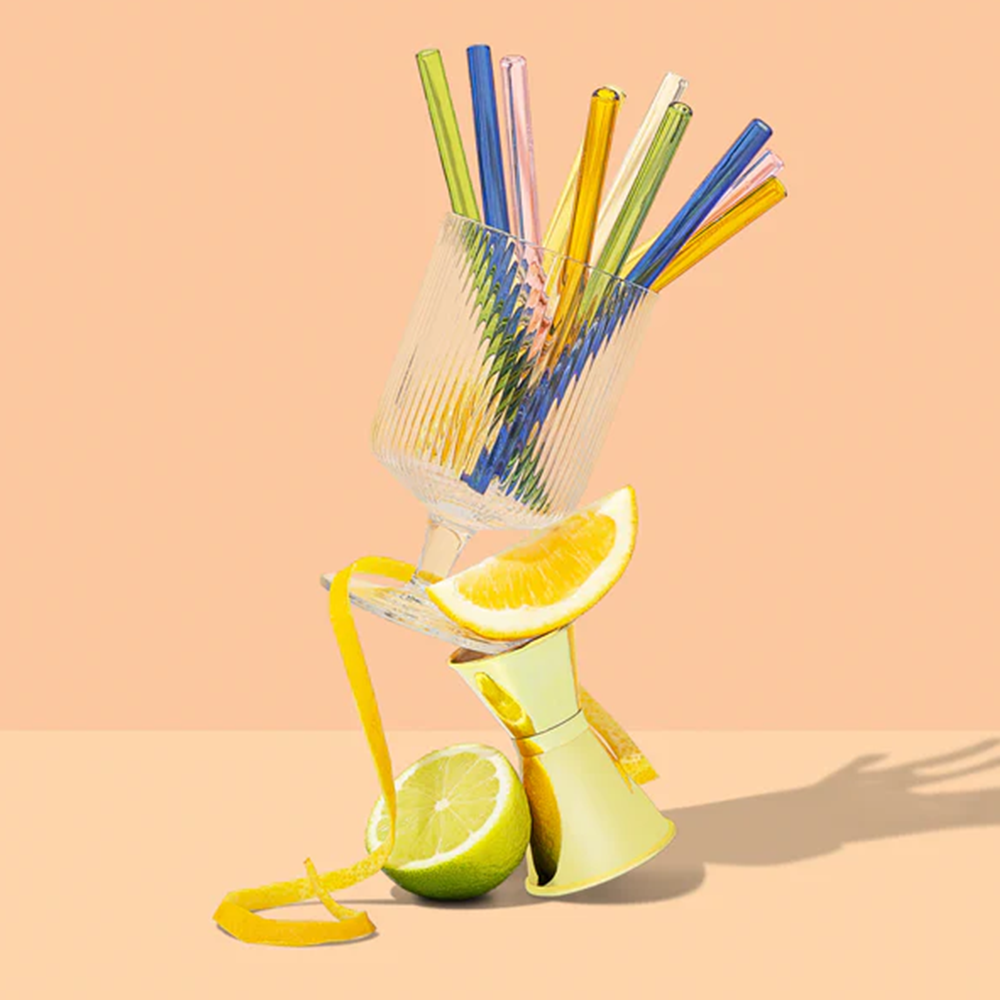 Sucker Cocktail Glass Straw Set Multicolour