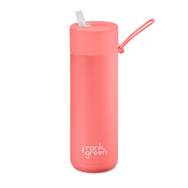 Frank Green Reusable Bottle with Straw Lid & Strap 20oz Sweet Peach