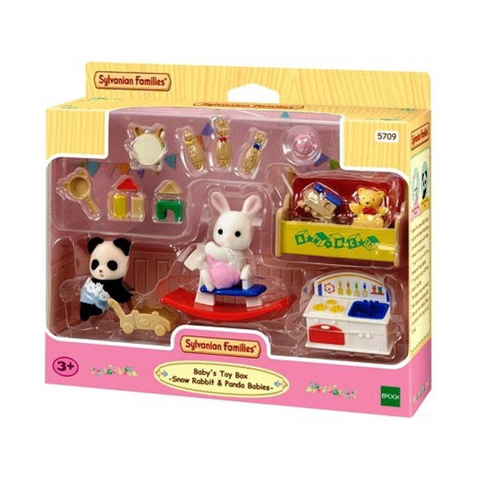 Sylvanian Families Baby's Toy Box -Snow  Rabbit & Panda Babies