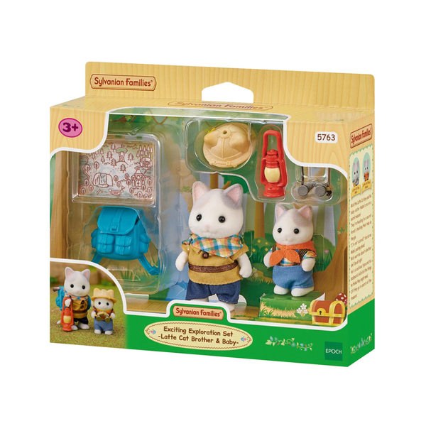 Sylvanian Families Exciting Exploration Set Latte Cat Brother & Baby