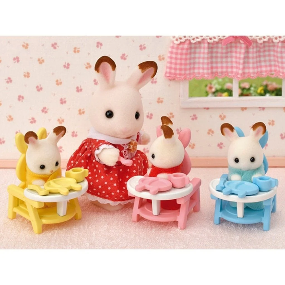 Sylvanian Families Chocolate Rabbit Baby Triplets Care Set