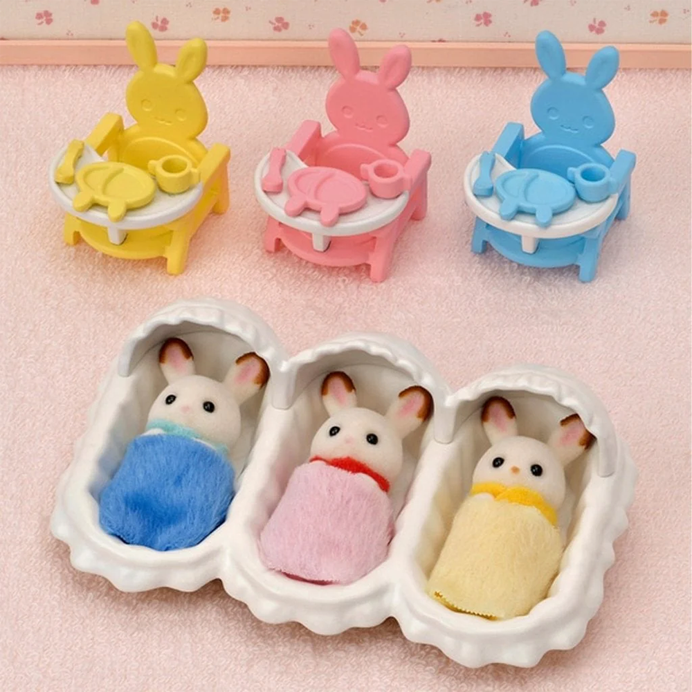 Sylvanian Families Chocolate Rabbit Baby Triplets Care Set