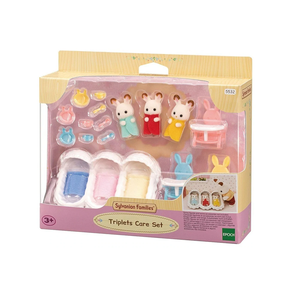 Sylvanian Families Chocolate Rabbit Baby Triplets Care Set