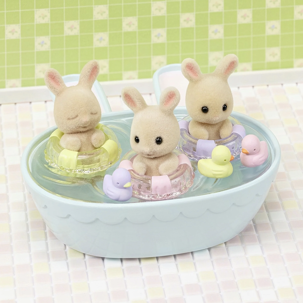 Sylvanian Families Rabbit Triplets Baby Bathtime Set