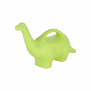 A bright lime green dinosaur-shaped chair with a built-in handle on its back, shown against a plain white background.