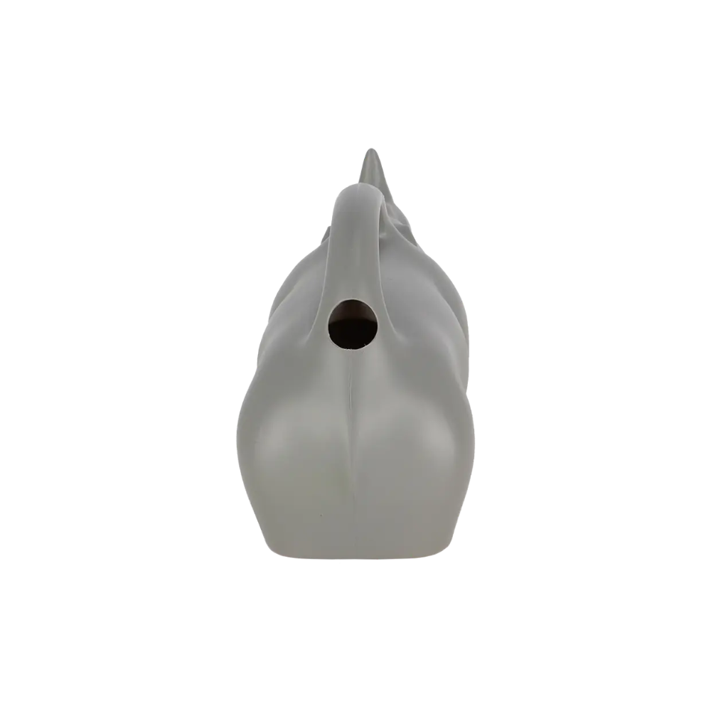 A matte gray ceramic pitcher shown from a side profile view on a solid white background.